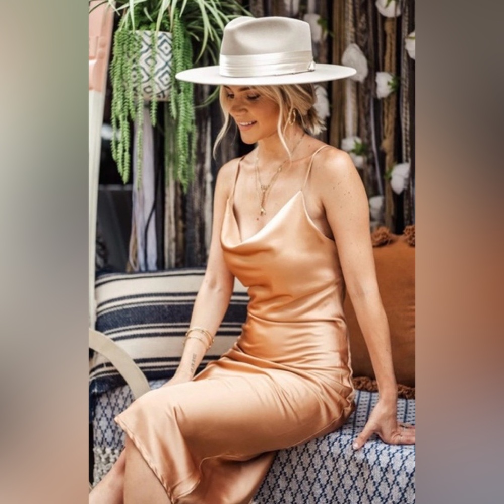 NWT Petal & Pup Cowl Neck Midi Slip Dress in Gold Champagne ZB9 - Picture 5 of 12